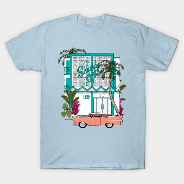 Seaside Breeze Block Apartments with Plants T-Shirt by jenblove